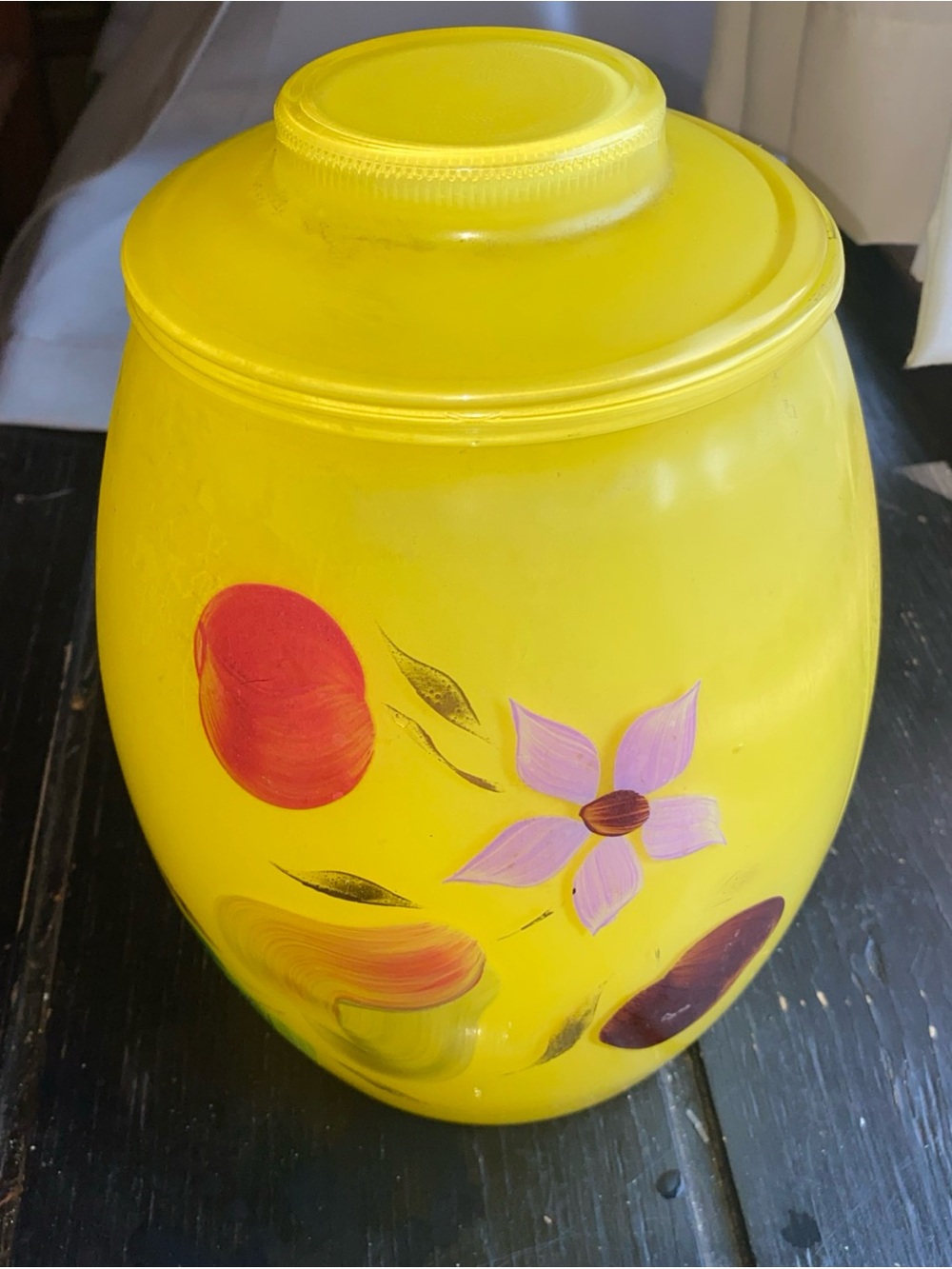 Yellow Floral Glass Canister with Lid - Home Dining